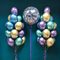 Сет №28 Воздушные шары в цвете хром с прозрачным шаром.